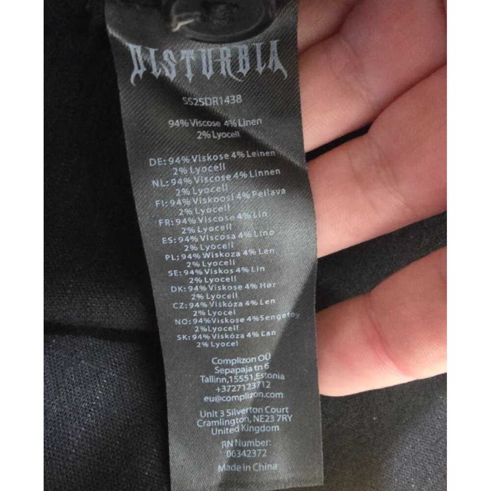 Disturbia Embroidered Foxglove V-neck Mini Dress 8 Whimsigoth Witch Black Gothic - Picture 16 of 16